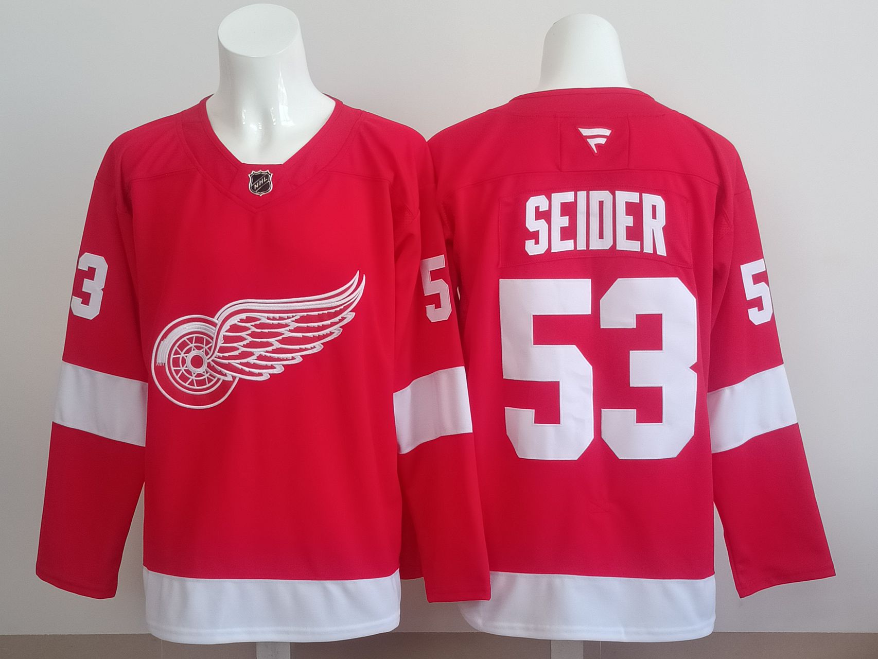 Men 2025 Detroit Red Wings 53 Seider Red NHL Jersey style 01